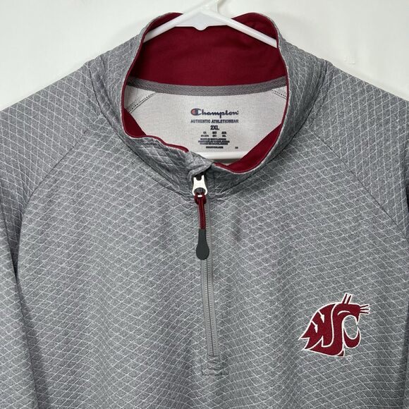 Washington State Cougars Champion 1/4 Zip Pullover Mens Size XXL 2XL Gray WSU - Picture 2 of 12